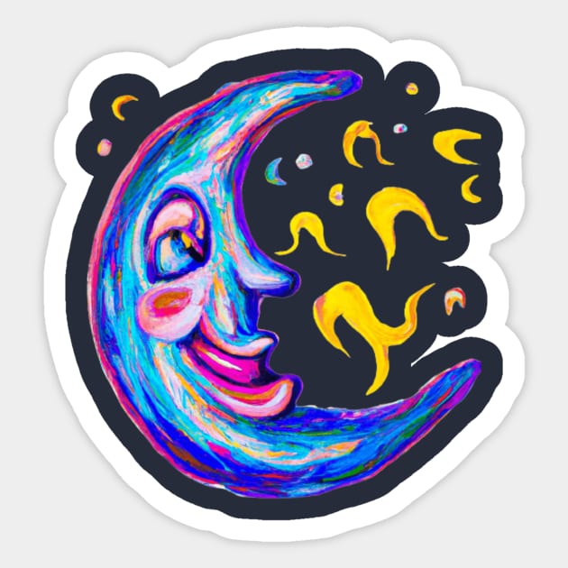 smiling crescent moon Sticker by pluielegere